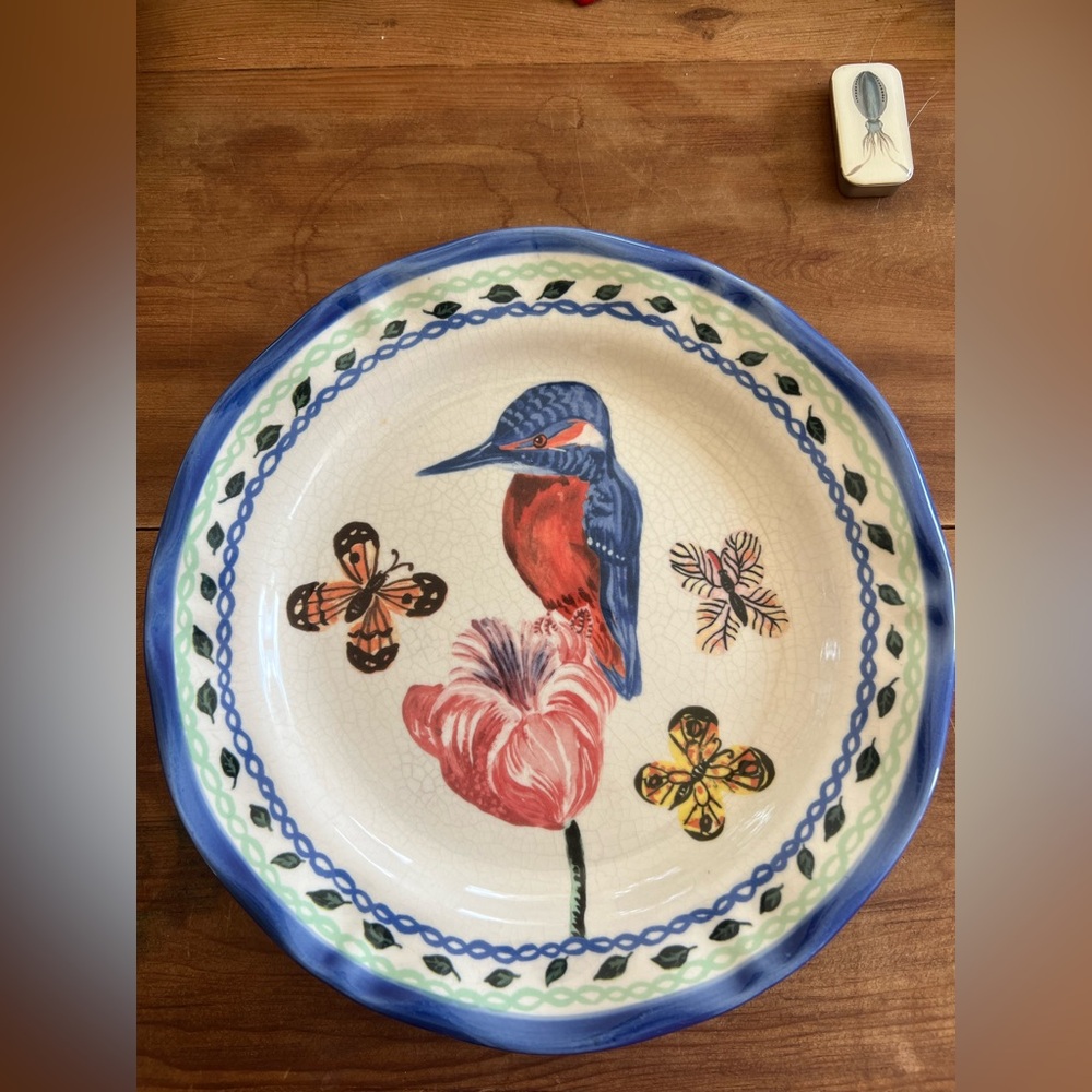 Anthropologie woodpecker bird Plate discontinued rare
